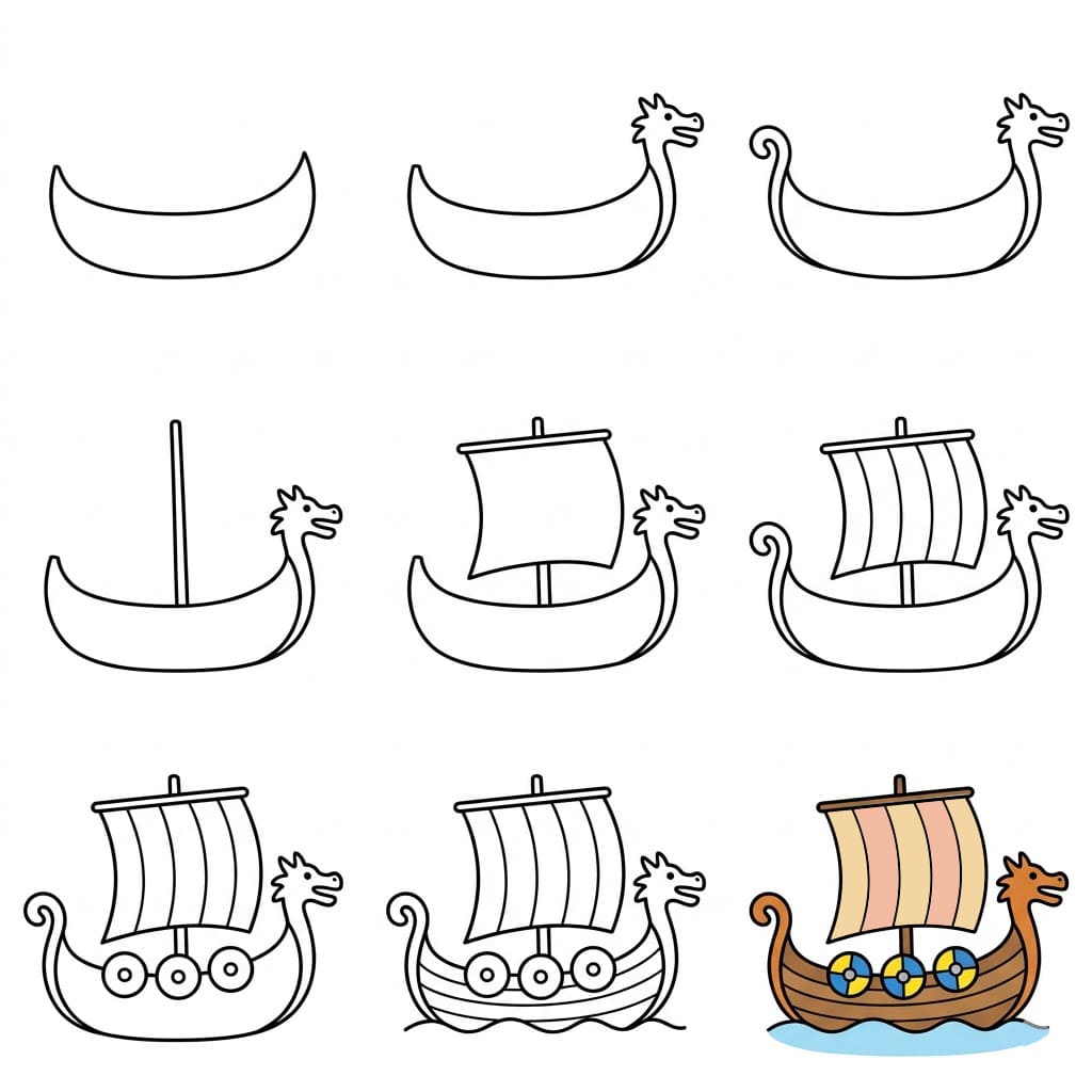 Cartoon Viking ship Drawing Ideas