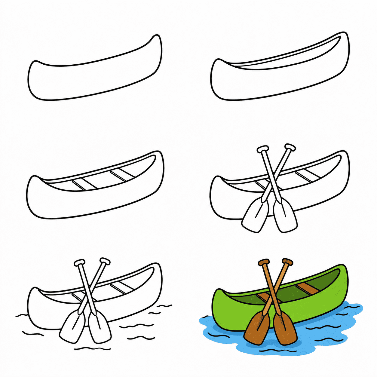 Cartoon canoe Drawing Ideas