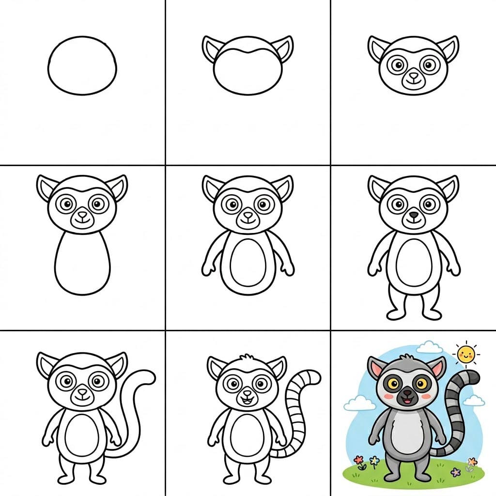Cartoon lemur Drawing Ideas
