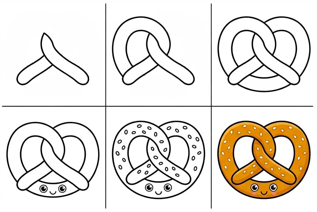 Cartoon pretzel Drawing Ideas