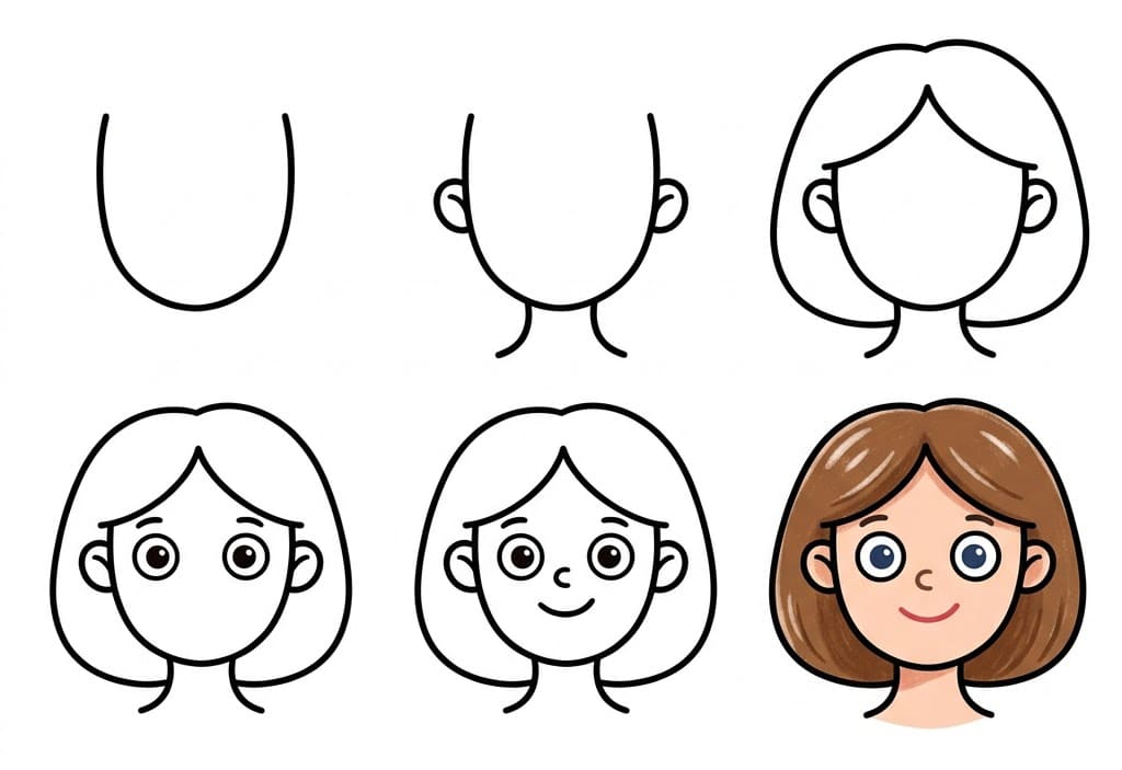 Cartoon woman face Drawing Ideas