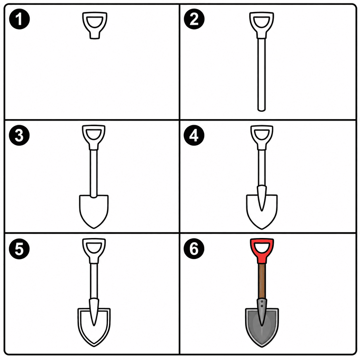 Classic gardener shovel Drawing Ideas