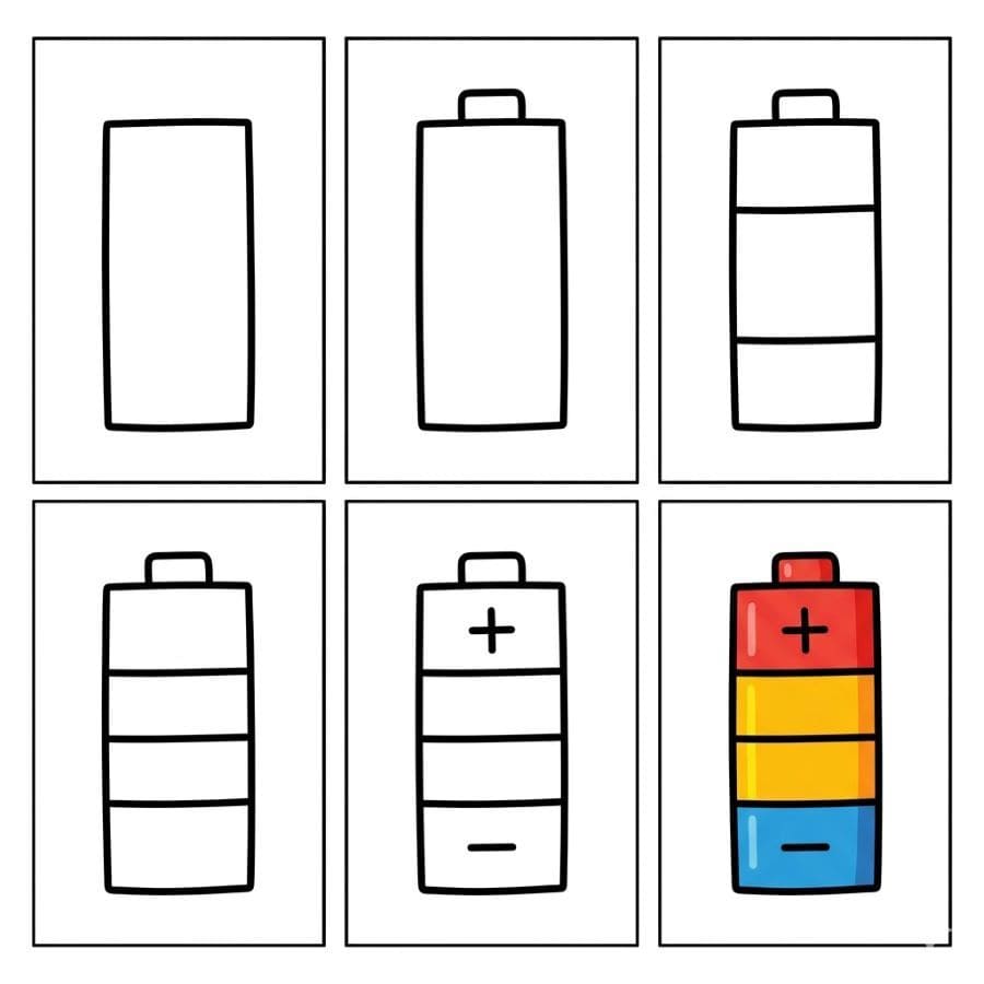 Colorful Battery Drawing Ideas