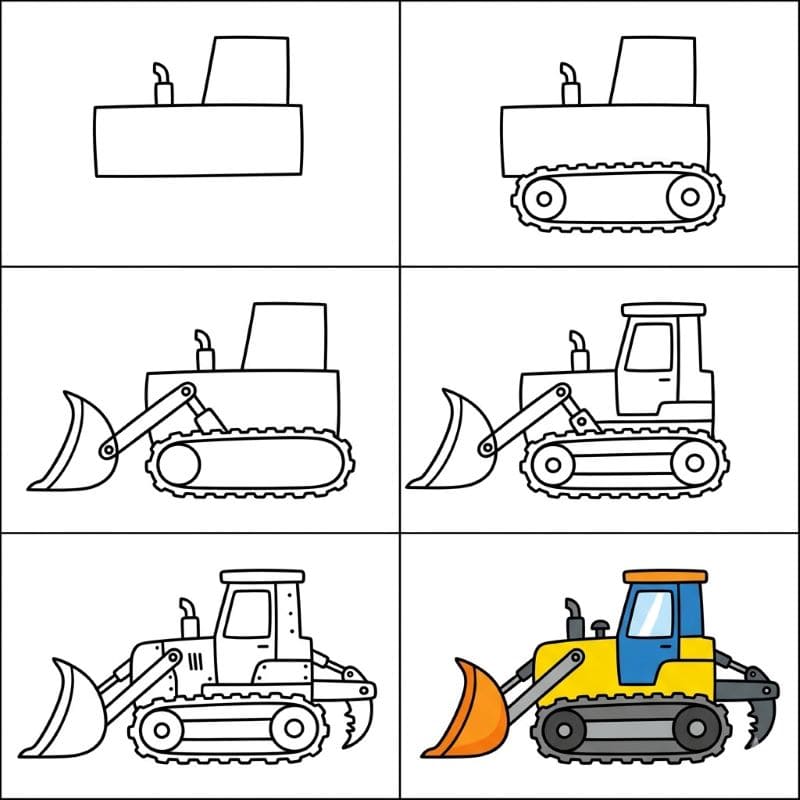 Colorful Bulldozer Drawing Ideas