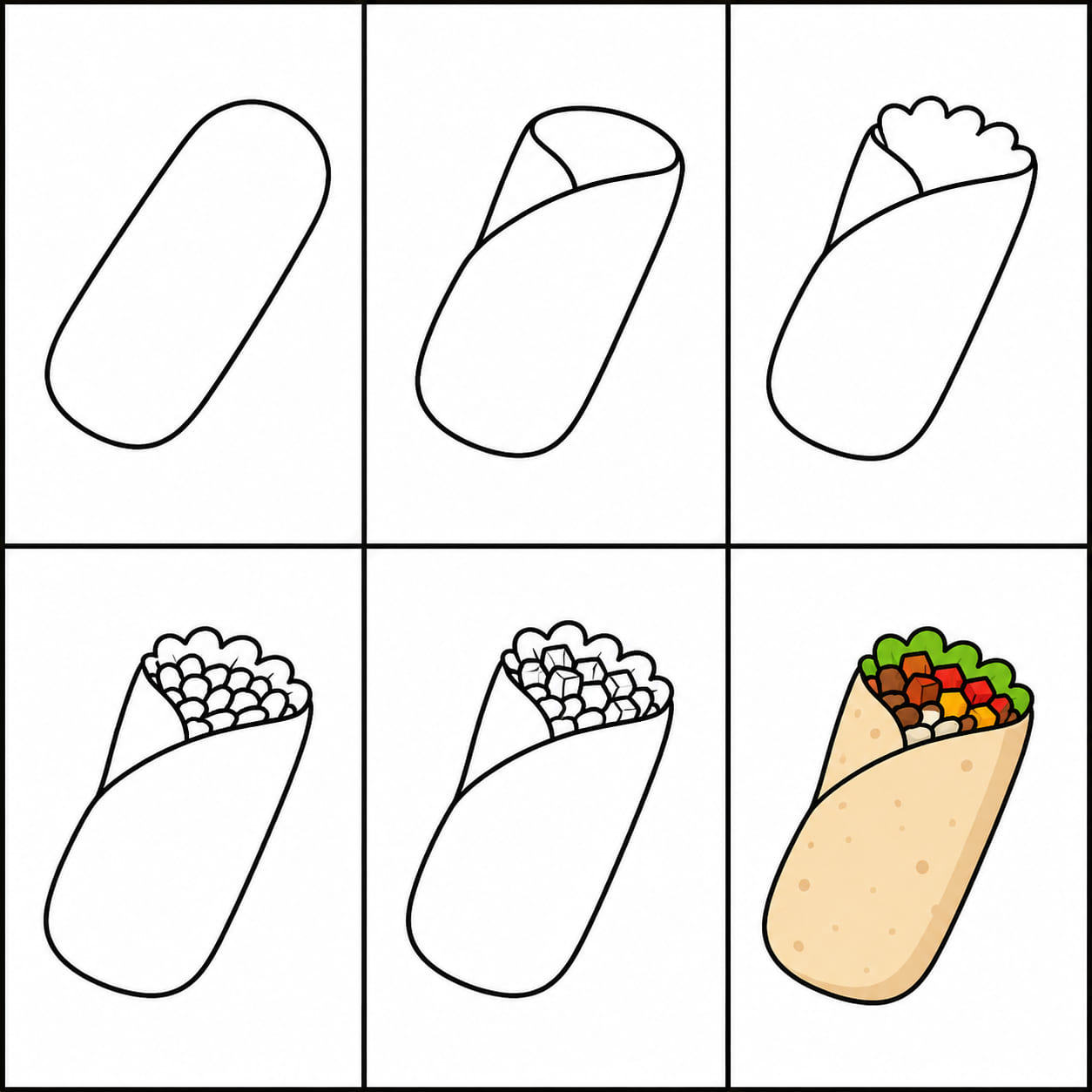 Colorful burrito Drawing Ideas