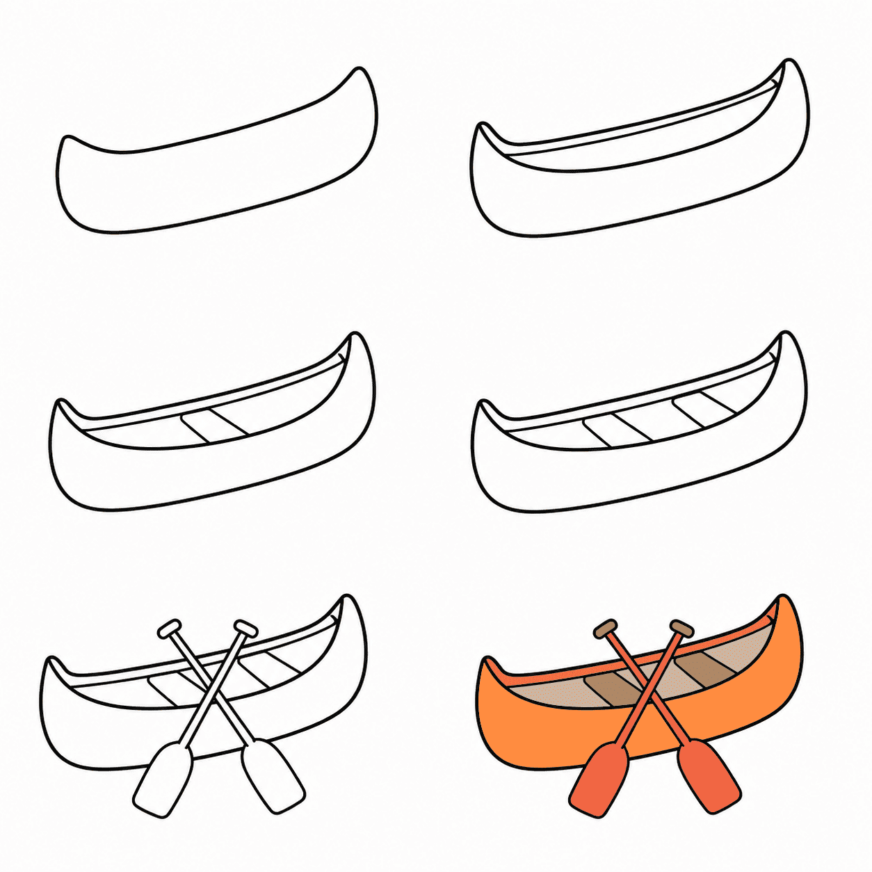 Colorful canoe Drawing Ideas