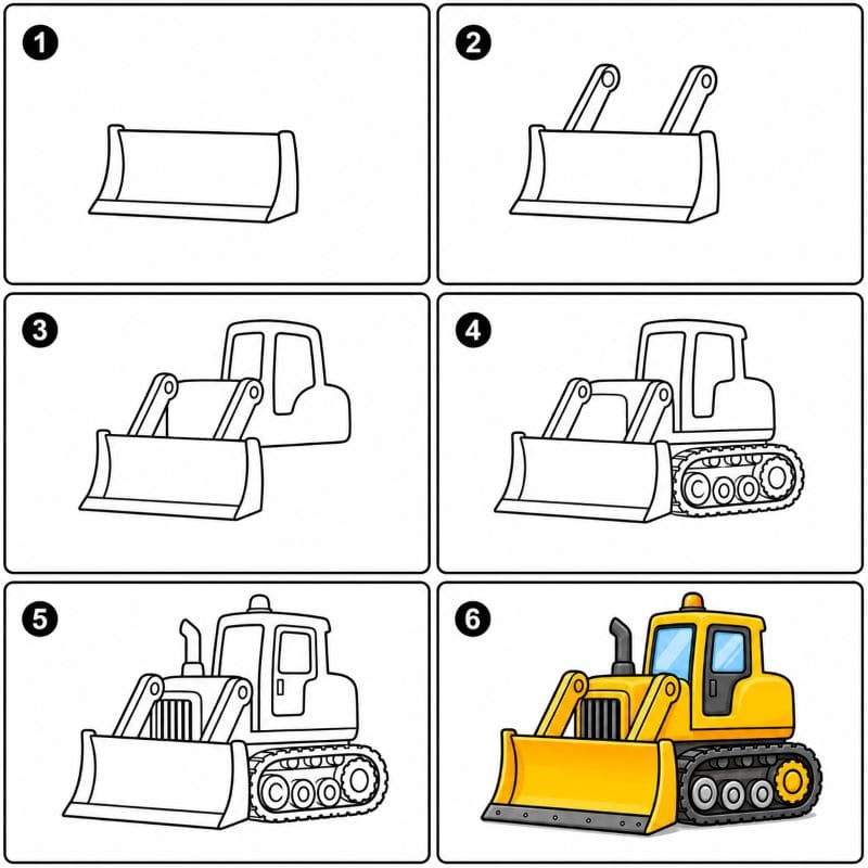 Construction Vehicle Bulldozer Drawing Ideas