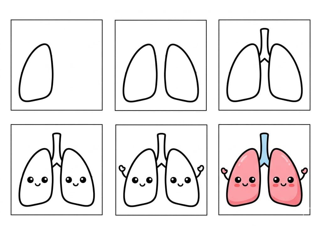 Cute Lungs Character Drawing Ideas