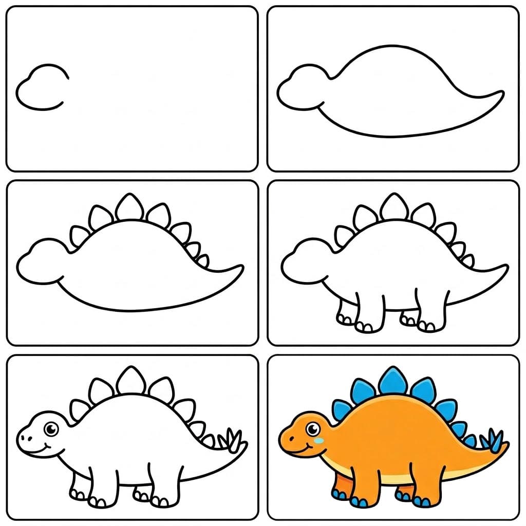 Cute Stegosaurus Drawing Ideas