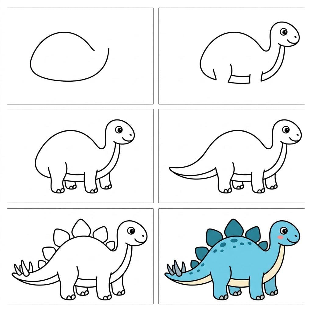 Cute cartoon Stegosaurus Drawing Ideas