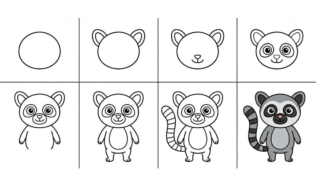 Cute cartoon lemur Drawing Ideas