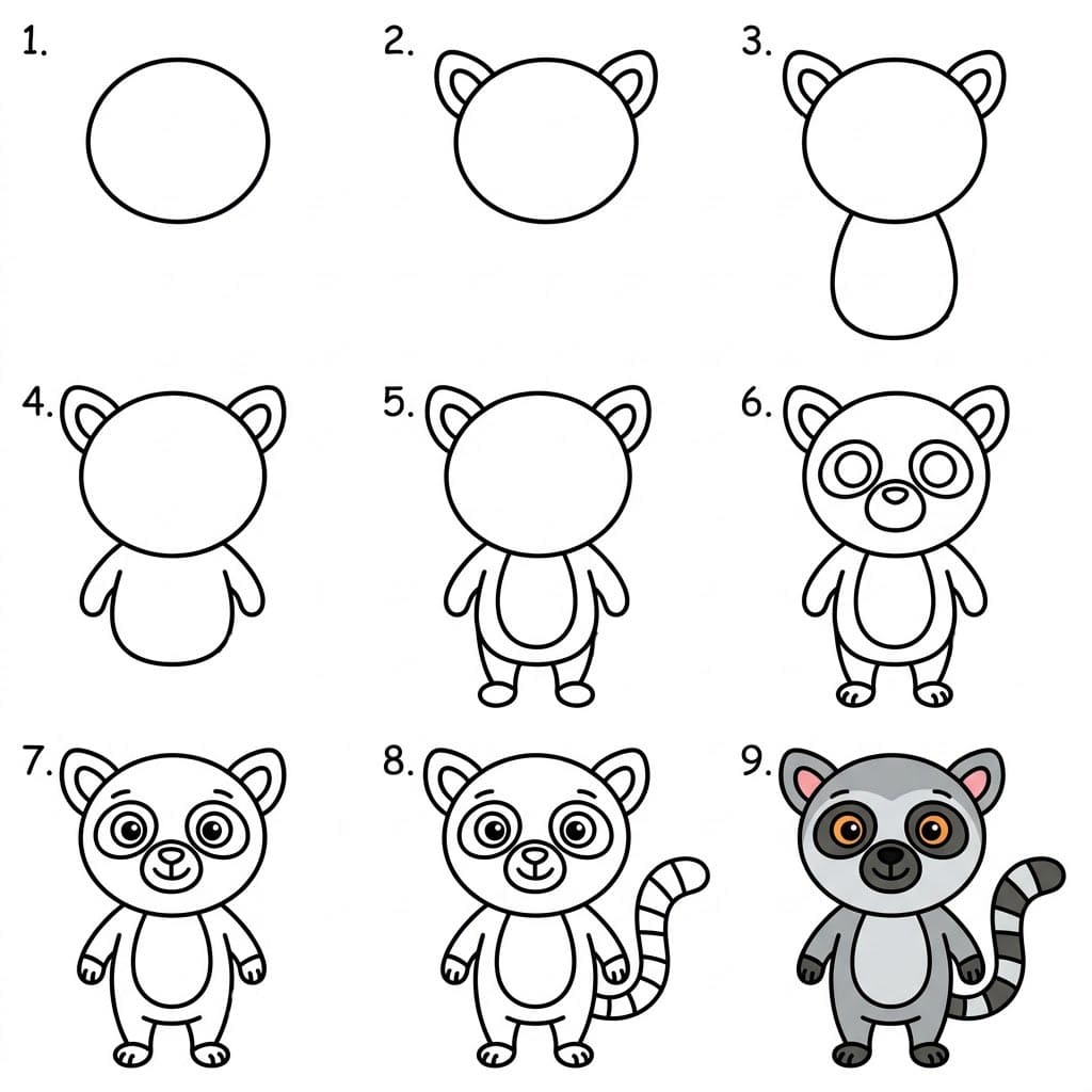 Cute chibi lemur Drawing Ideas