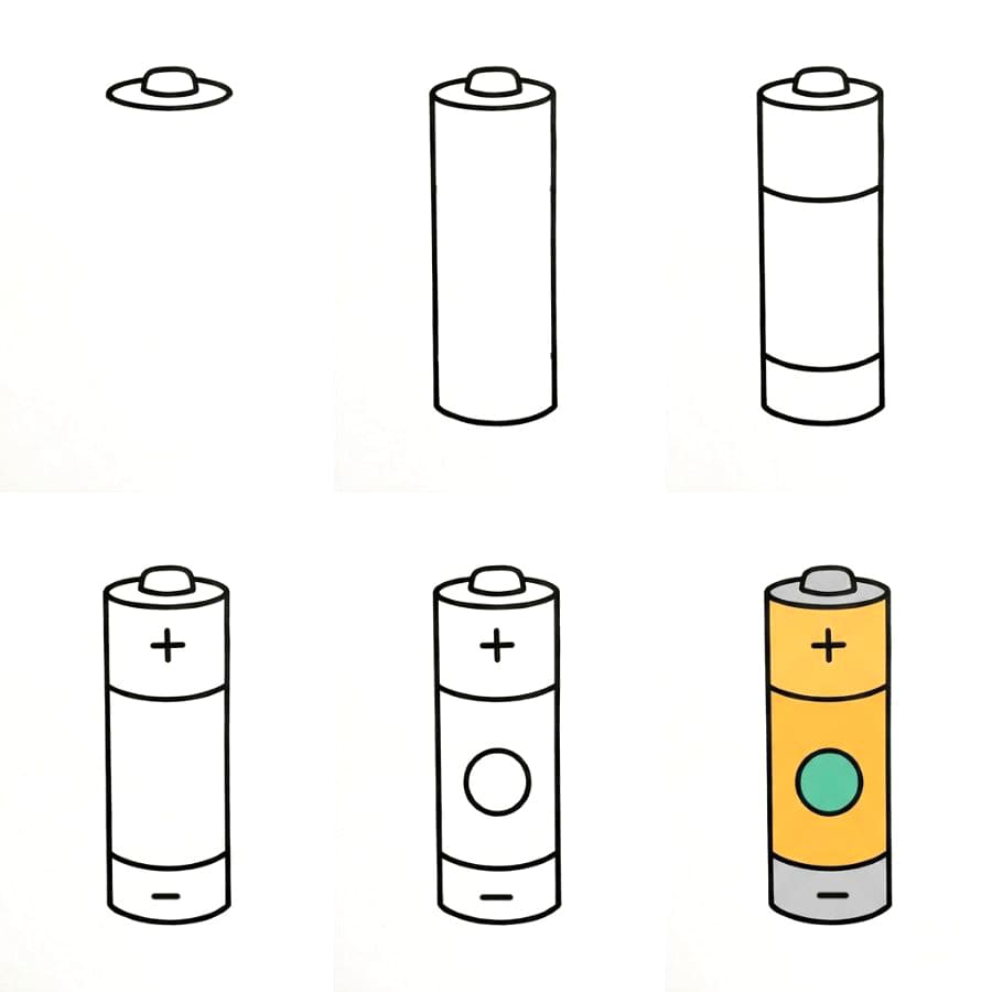 Cylindrical Battery Drawing Ideas