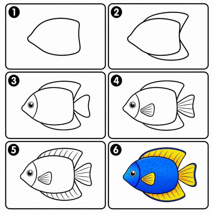 Dwarf Angelfish Drawing Ideas