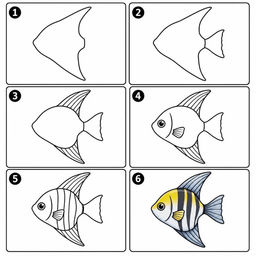 Easy Angelfish Drawing Ideas