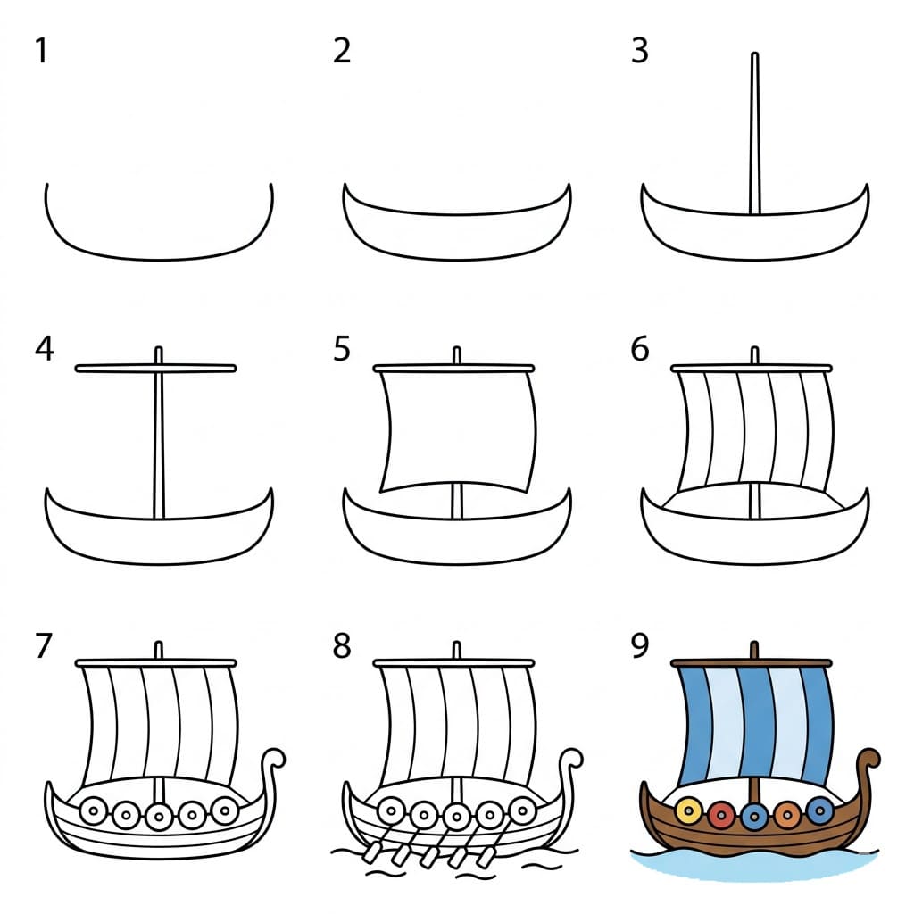 Easy Viking ship Drawing Ideas