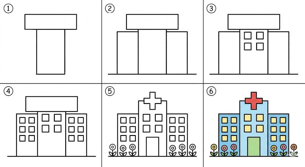 Easy hospital Drawing Ideas