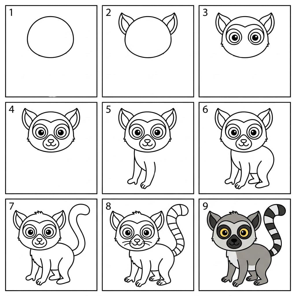 Easy lemur Drawing Ideas