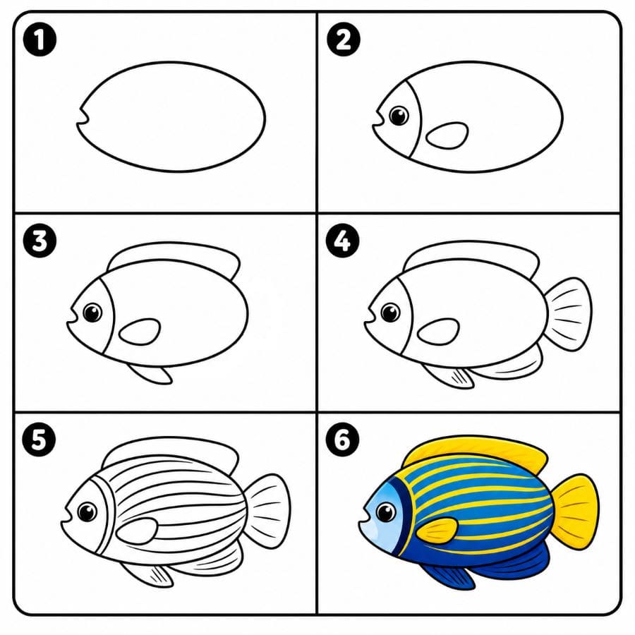 Emperor Angelfish Drawing Ideas