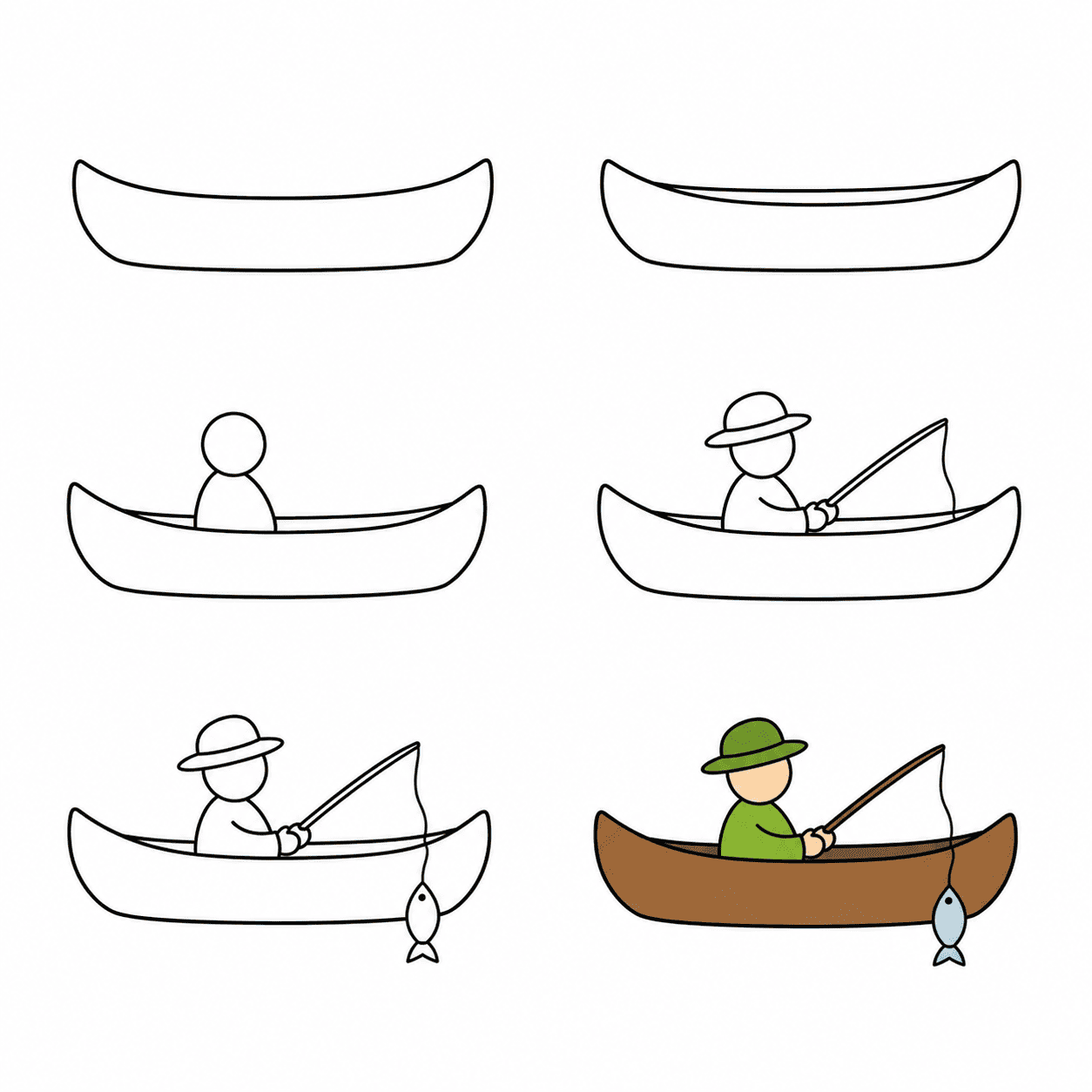 Fishing canoe Drawing Ideas