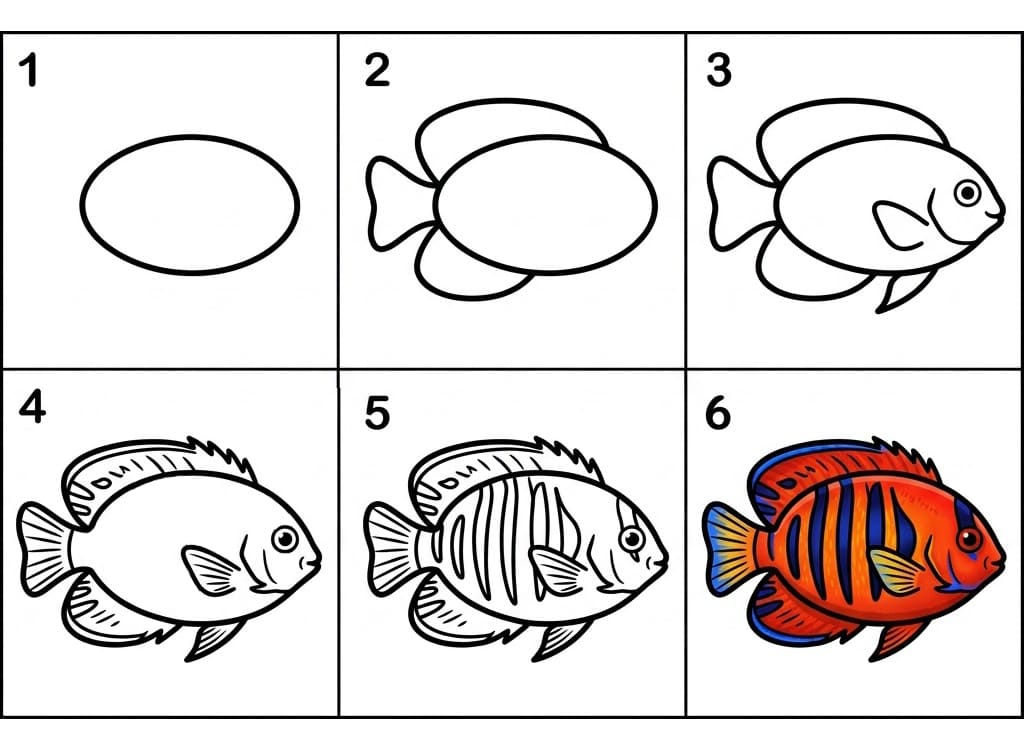 Flame Angelfish Drawing Ideas