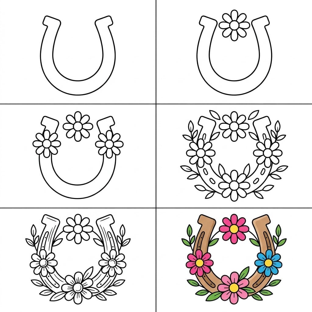 Floral Horseshoe Drawing Ideas