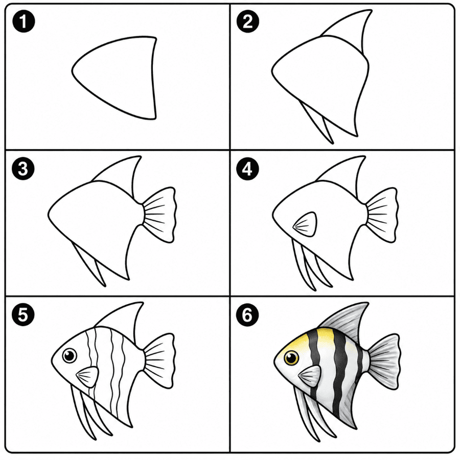 Freshwater Angelfish Drawing Ideas