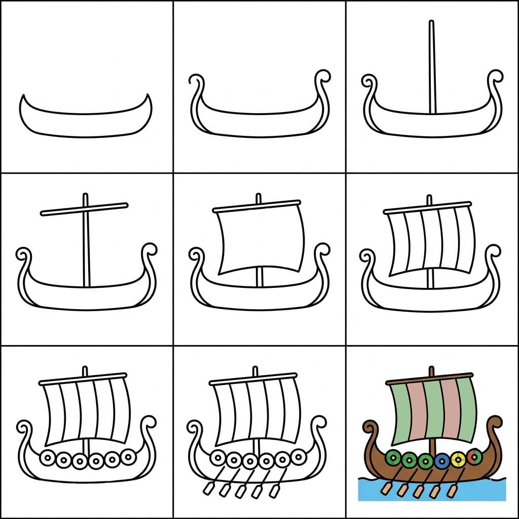 Gokstad Viking ship Drawing Ideas