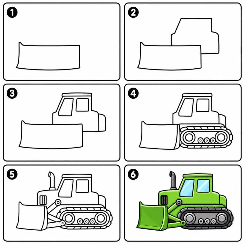 Green Bulldozer Drawing Ideas