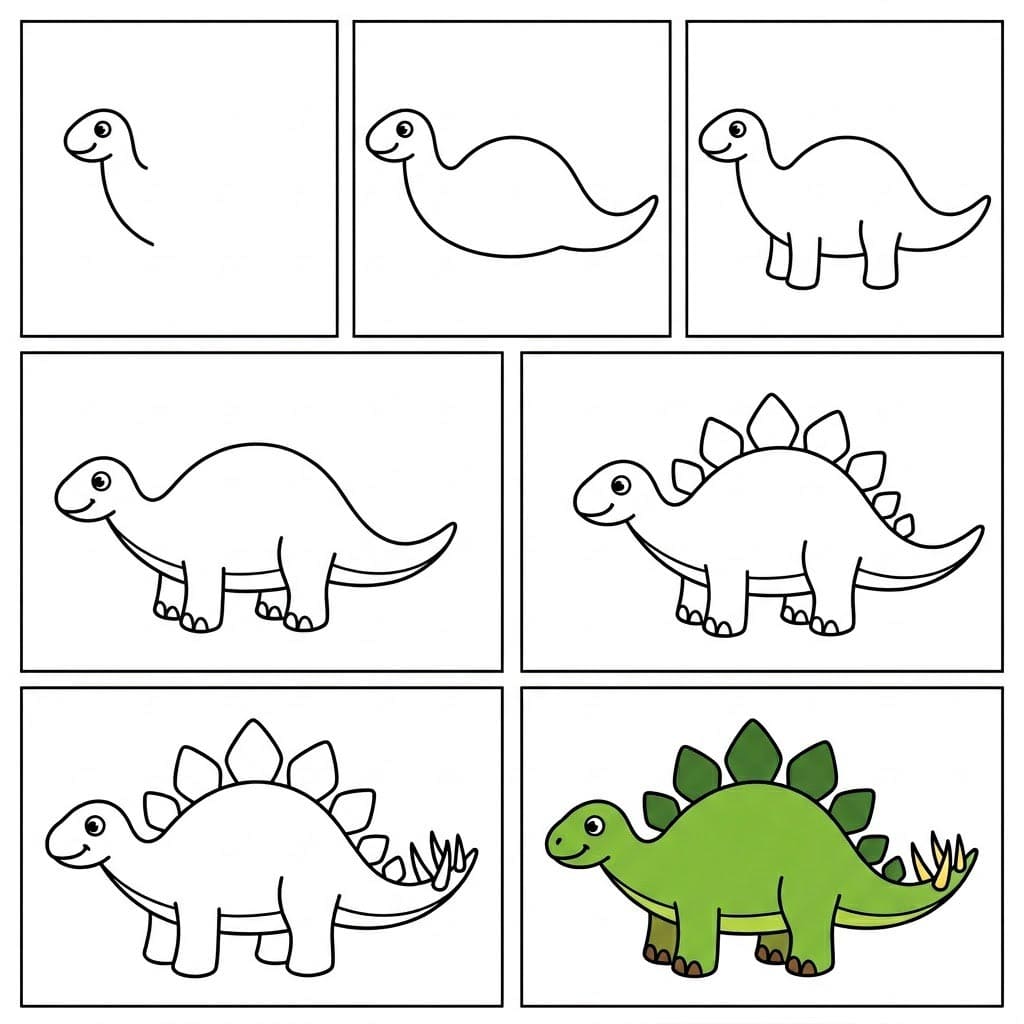 Green Stegosaurus Drawing Ideas