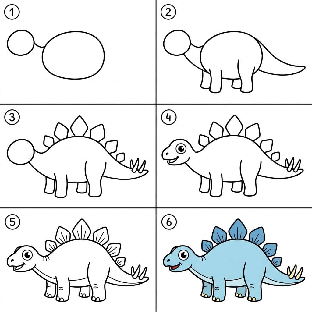 Happy Stegosaurus Drawing Ideas