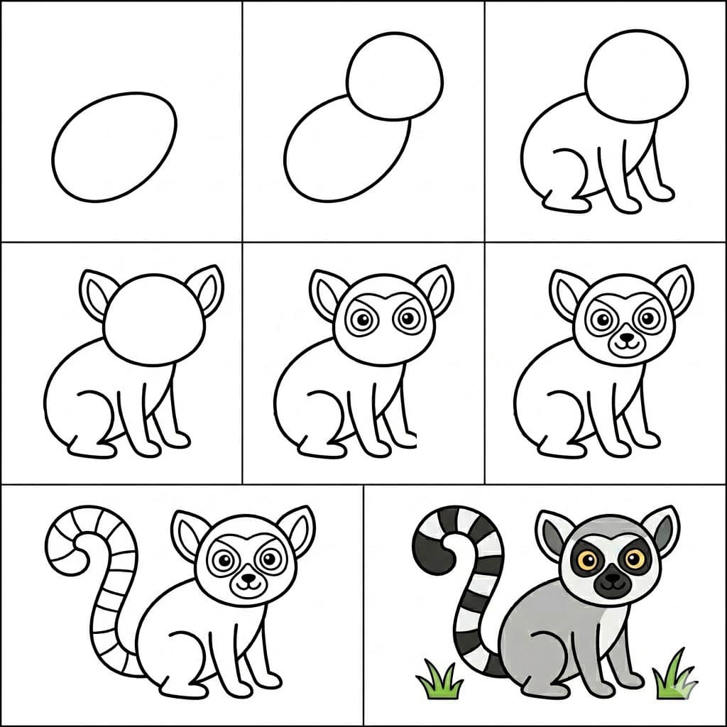 Happy lemur Drawing Ideas