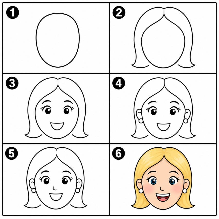Happy woman face Drawing Ideas