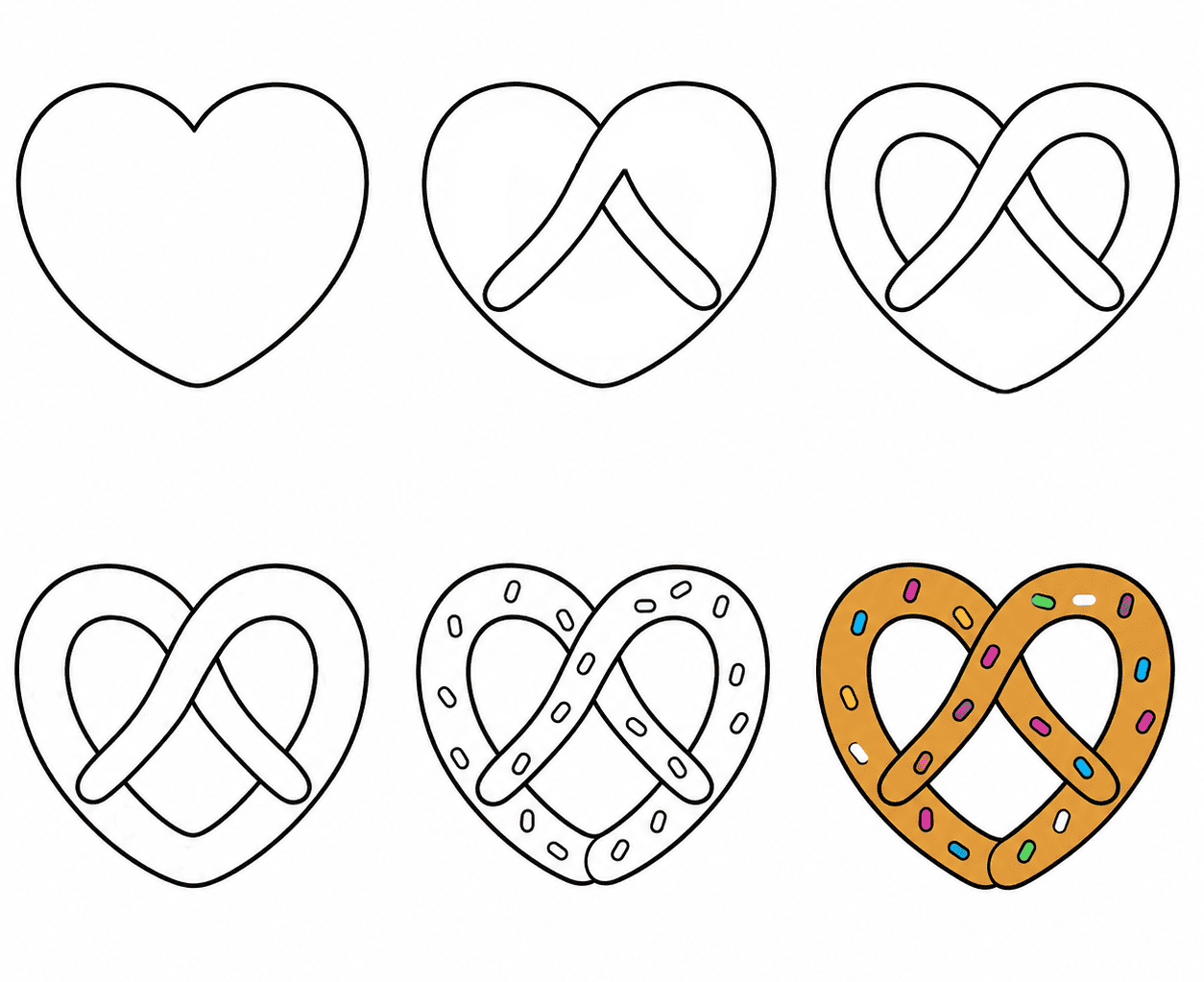 Heart-shaped pretzel Drawing Ideas