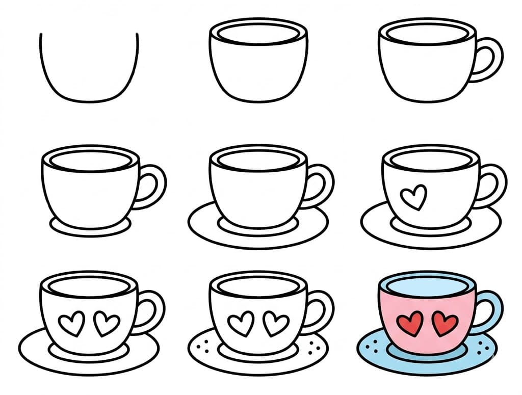 Heart teacup Drawing Ideas