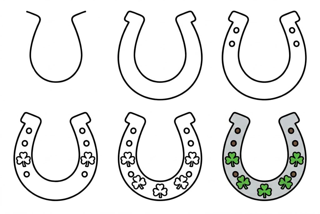 Horseshoe with clover pattern Drawing Ideas