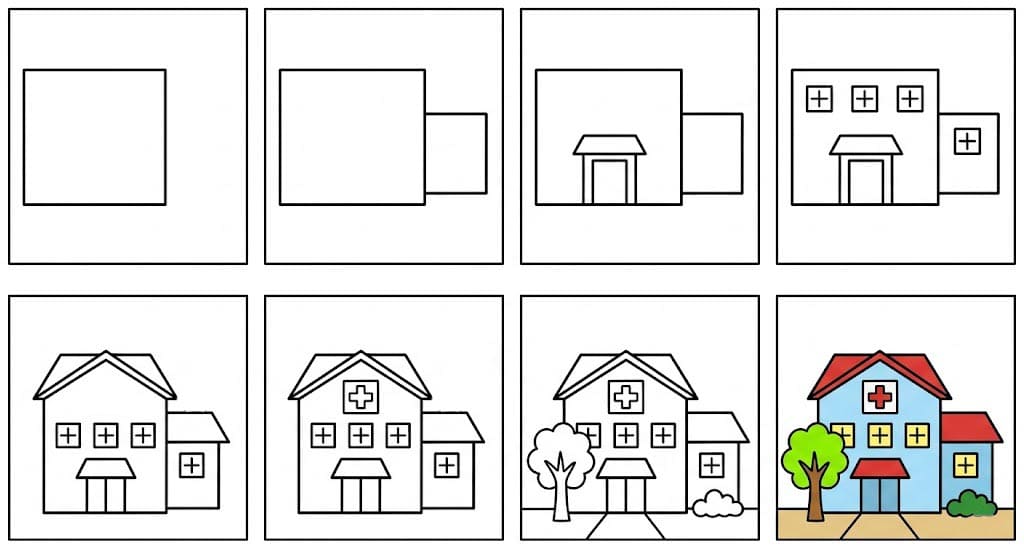 Hospital building Drawing Ideas