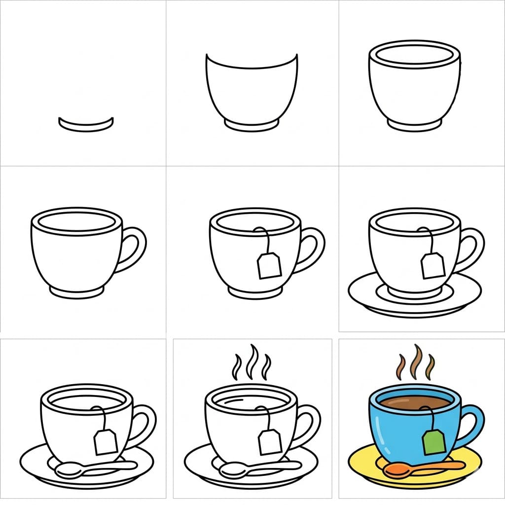 Hot teacup Drawing Ideas