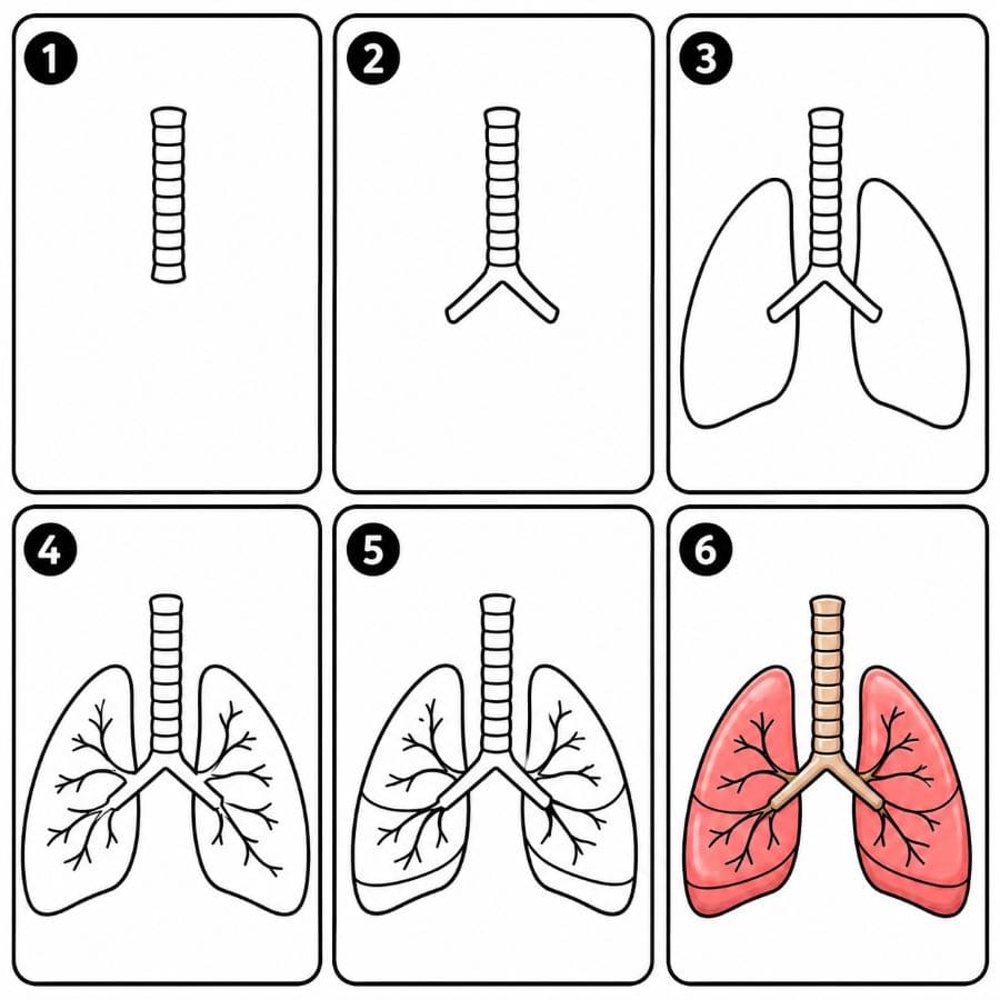 Human Lungs Drawing Ideas