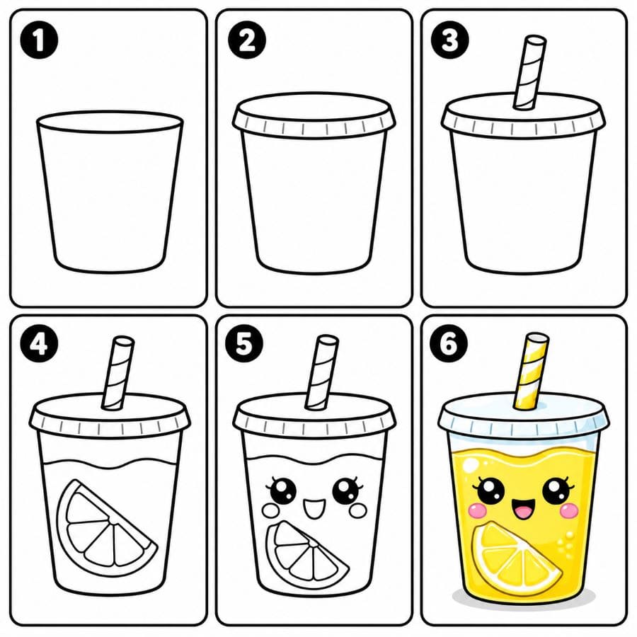 Kawaii Lemonade Cup Drawing Ideas