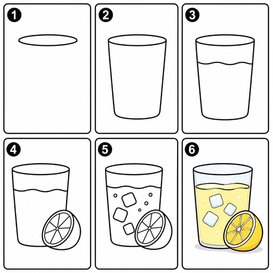 Lemonade Glass and Lemon Drawing Ideas