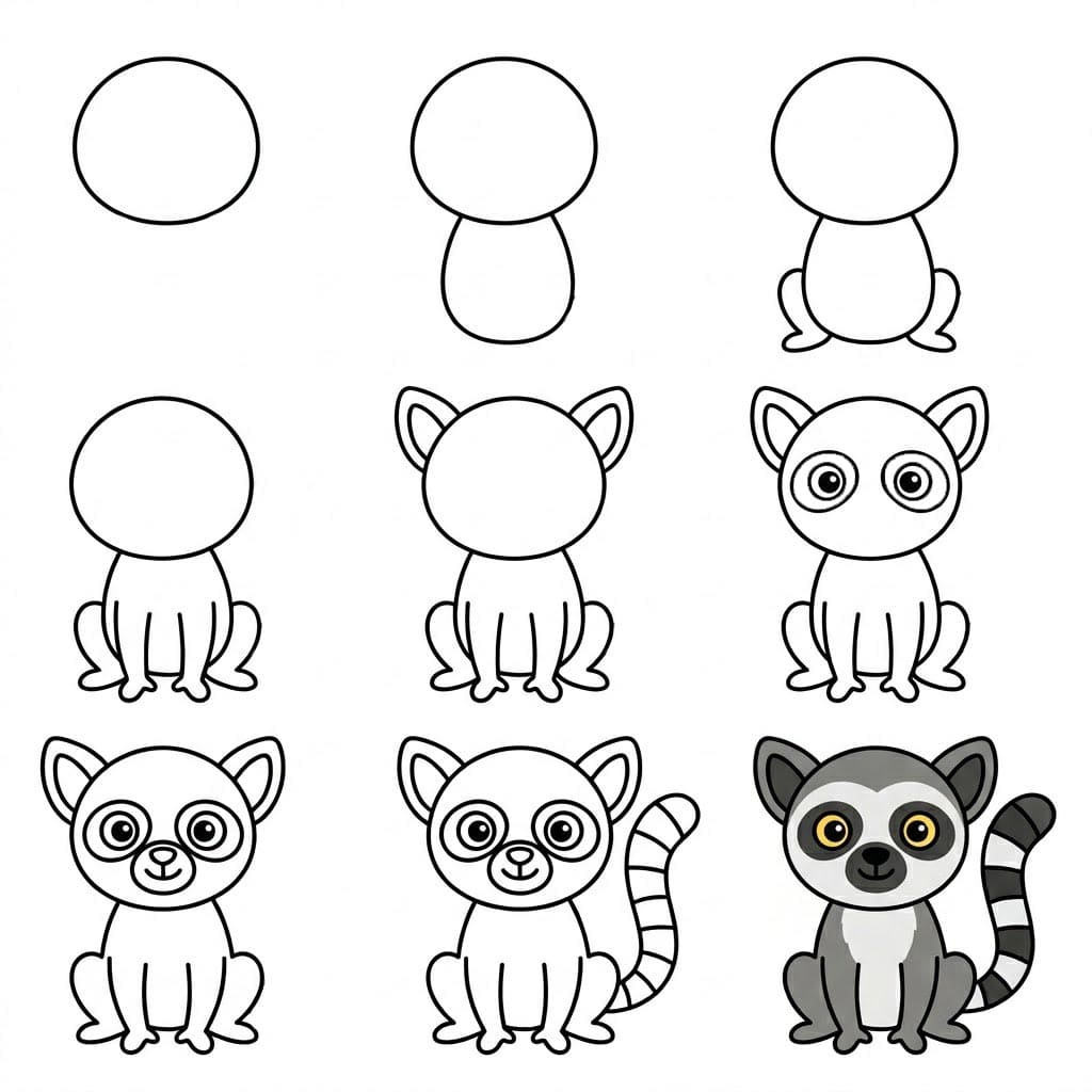 Lemur sitting Drawing Ideas