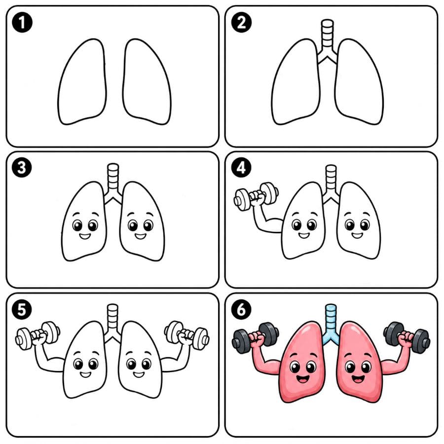 Lungs doing exercise Drawing Ideas