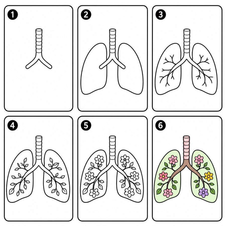 Lungs filled with flowers Drawing Ideas