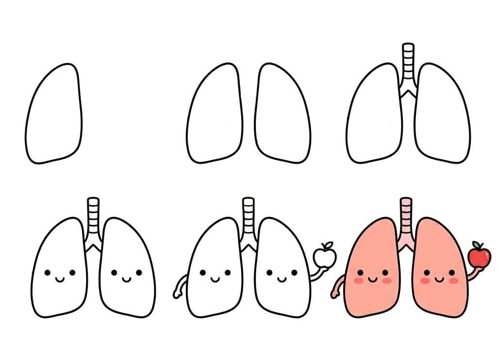 Lungs holding an apple Drawing Ideas