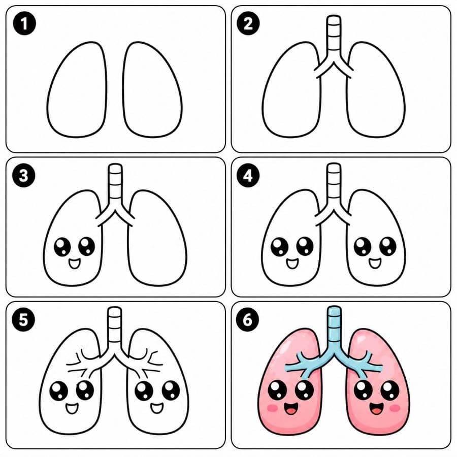 Lungs with big eyes Drawing Ideas