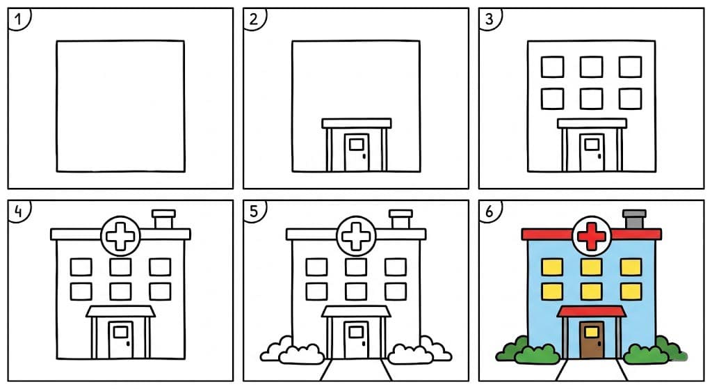 Medical hospital building Drawing Ideas