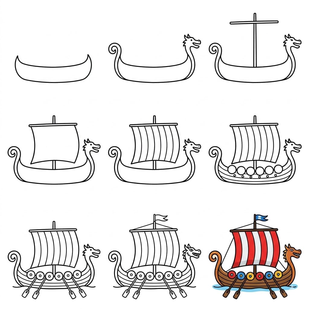 Viking Ship Drawing Ideas