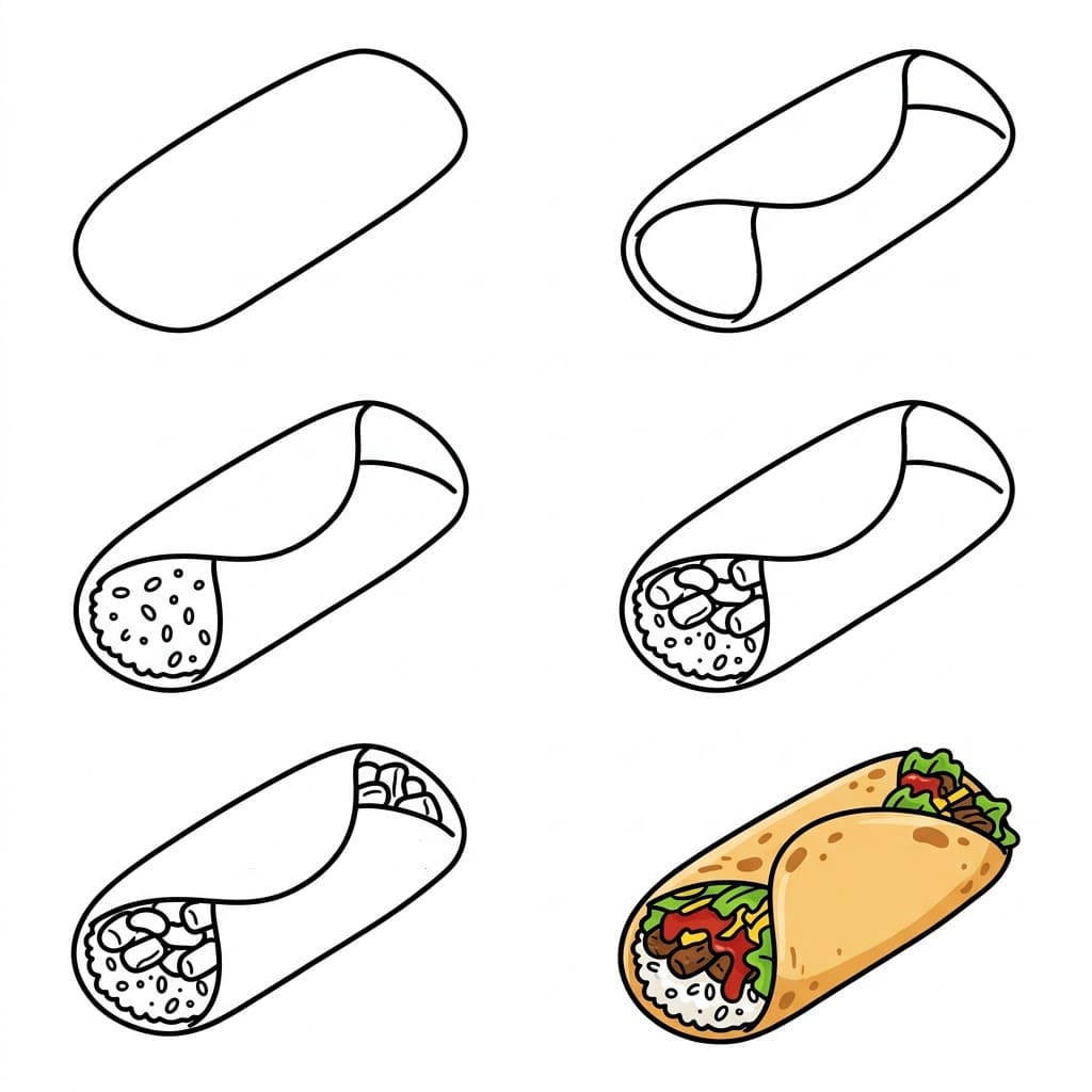 Mexican burrito Drawing Ideas