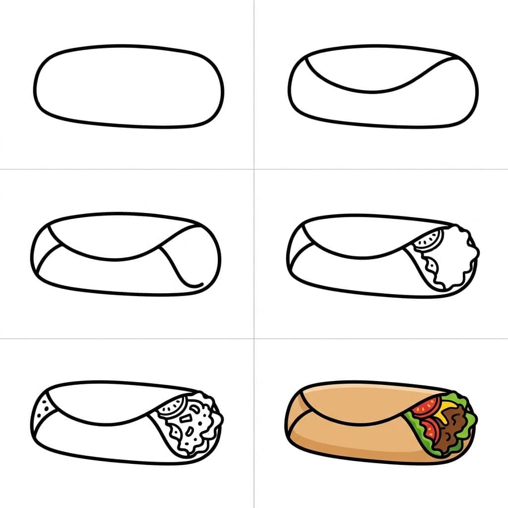 Mexican dish Burrito Drawing Ideas